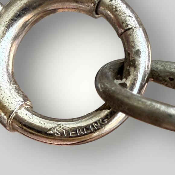 Vintage Sterling Silver Charm Bracelet  sz 7 Personalized Silhouette Charms 13pc - Picture 11 of 12